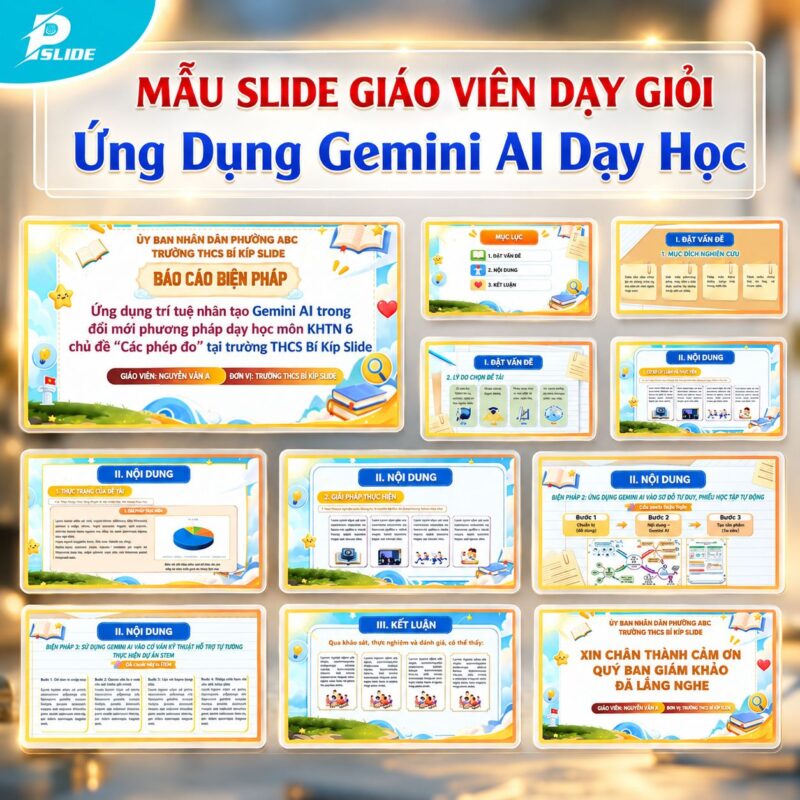 Khung Mẫu Slide Giáo Viên Dạy Giỏi Ứng Dụng Gemini AI Dạy Học
