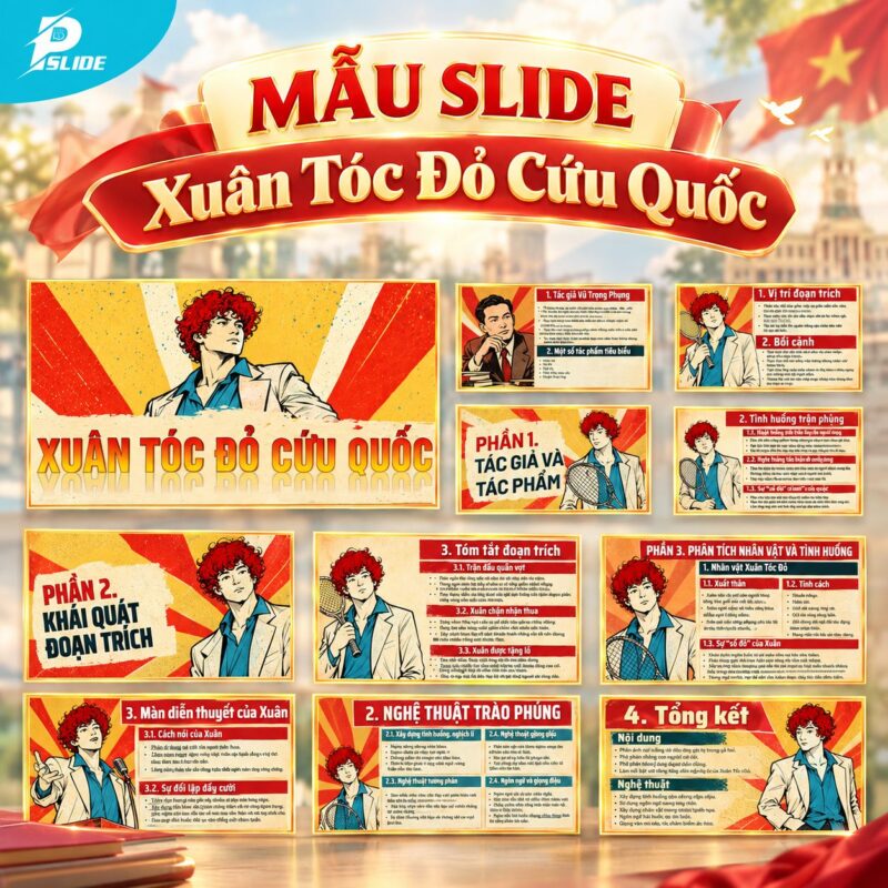 Mẫu Slide Xuân Tóc Đỏ Cứu Quốc